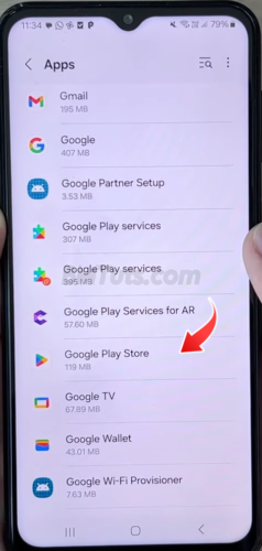 Google Play Store in the list