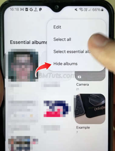 the three dots and “Hide albums” option