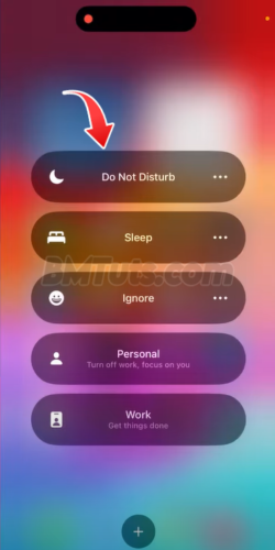 Screenshot showing Do Not Disturb enabled